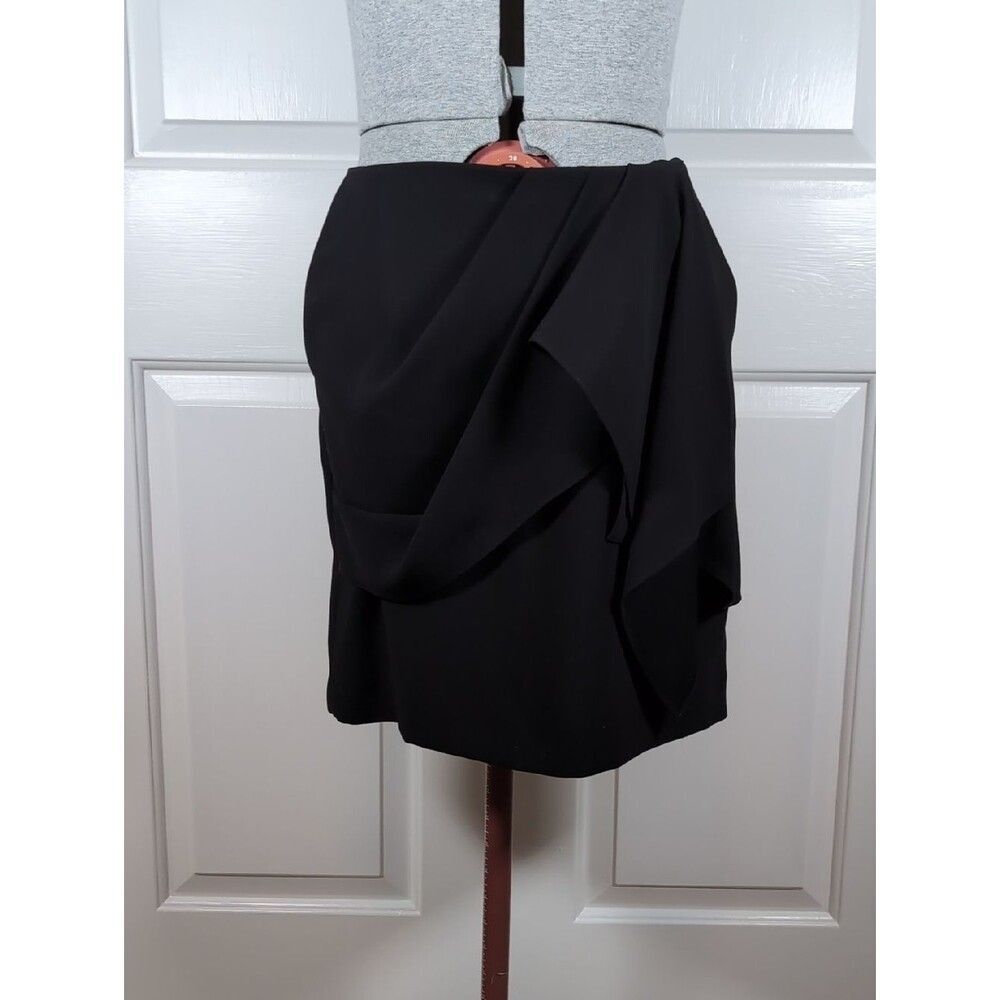 The Kooples Black Draped Mini Skirt Asymmetrical Designer Crepe Chic Party